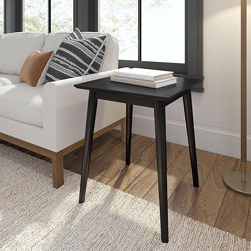 Miniatura 20 de Plank+Beam Mesa auxiliar de madera con almacenamiento, mesas auxiliares modernas de mediados de siglo para sala de estar, mesita de noche pequeña de