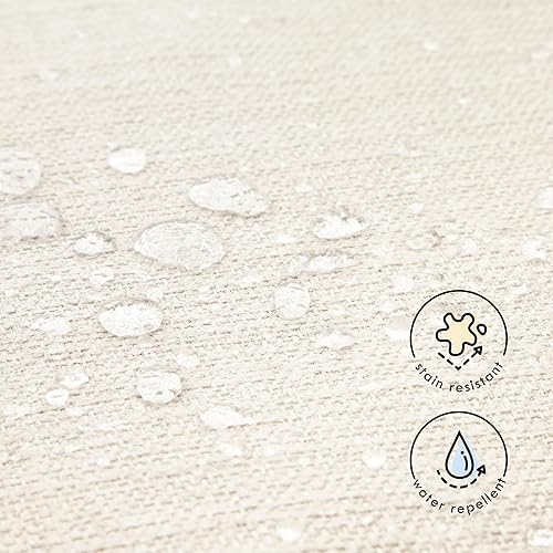 Miniatura 7 de Carters by Davinci Adrian - Deslizador giratorio Adrian con otomana de almacenamiento en lino color crema con tela que repele el agua y resistente