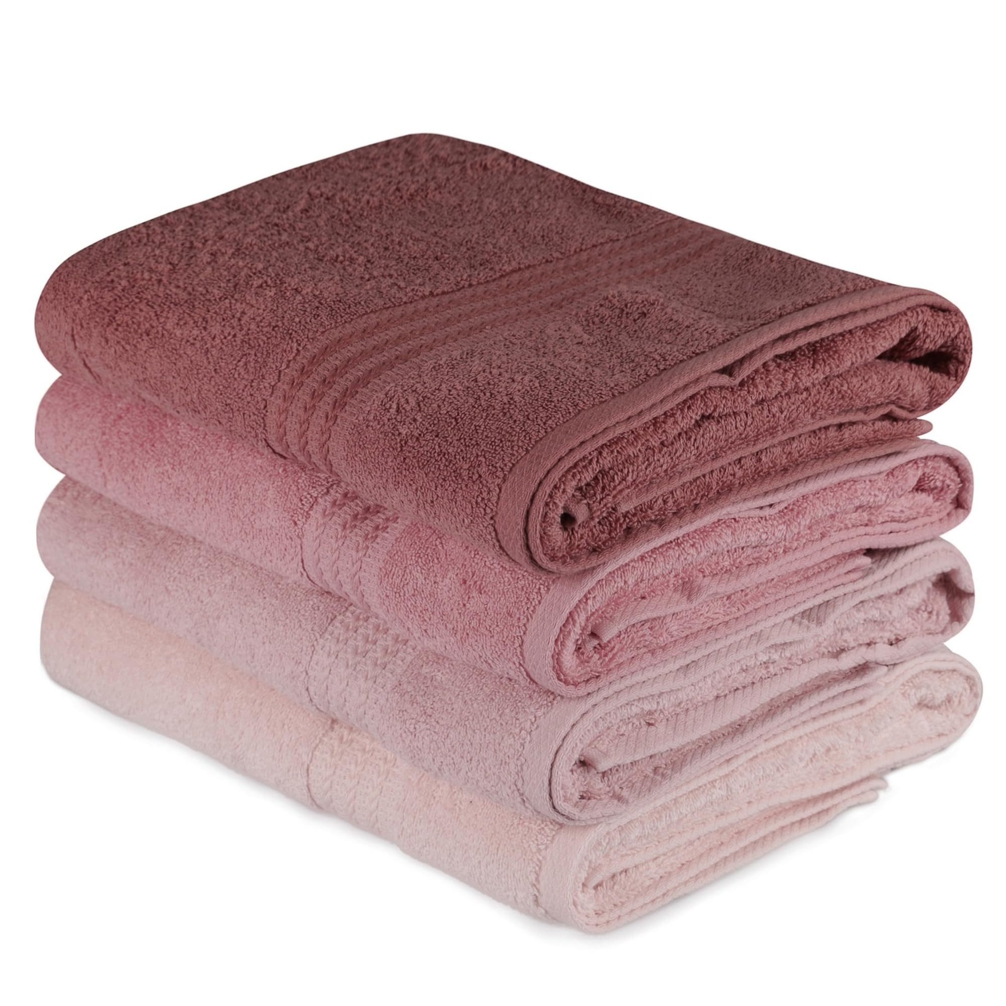 Well Home Juego de Toallas de baño (4 Piezas) Polvo, Rosa, Rosa polvorienta, Rosa Claro