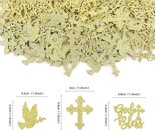 Miniatura 5 de 100 piezas de confeti de Dios bendiga cruz bautismo Dios bendiga mesa confeti decoraciones para fiesta de bautismo, baby shower, fiesta de