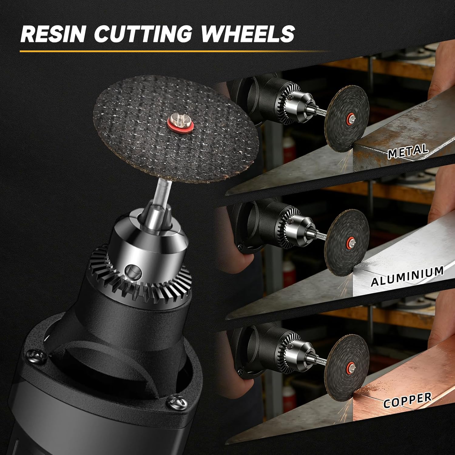 55PCS Cutting Wheel Set for Rotary Tools, Premium Cutting Discs, HSS Circular Saw Blades, Resin Cutting Discs, 545 Diamond Cutting Wheels for Cutting Metal, Stone, PVC and Make DIY Craft