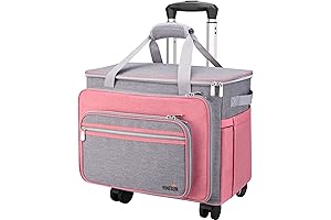 Foldable Deluxe Rolling Sewing Machine Carrying Case Compatible with Most Brother Sewing Machines