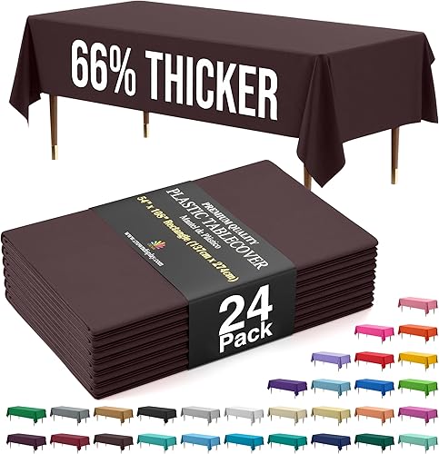 Miniatura 51 de Party Solids Mantel rectangular de plástico de alta calidad, 66% más grueso, 0.5 mil, paquete de 12 manteles color azul claro de 54 x 108 pulgadas,