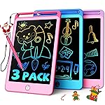 TEKFUN 3 Pack LCD Writing Tablet for Kids, 8.5 Inch Blue+Pink+Purple Doodle Board Drawing Board Reusable Drawing Tablet with Lanyard, Educational Kids