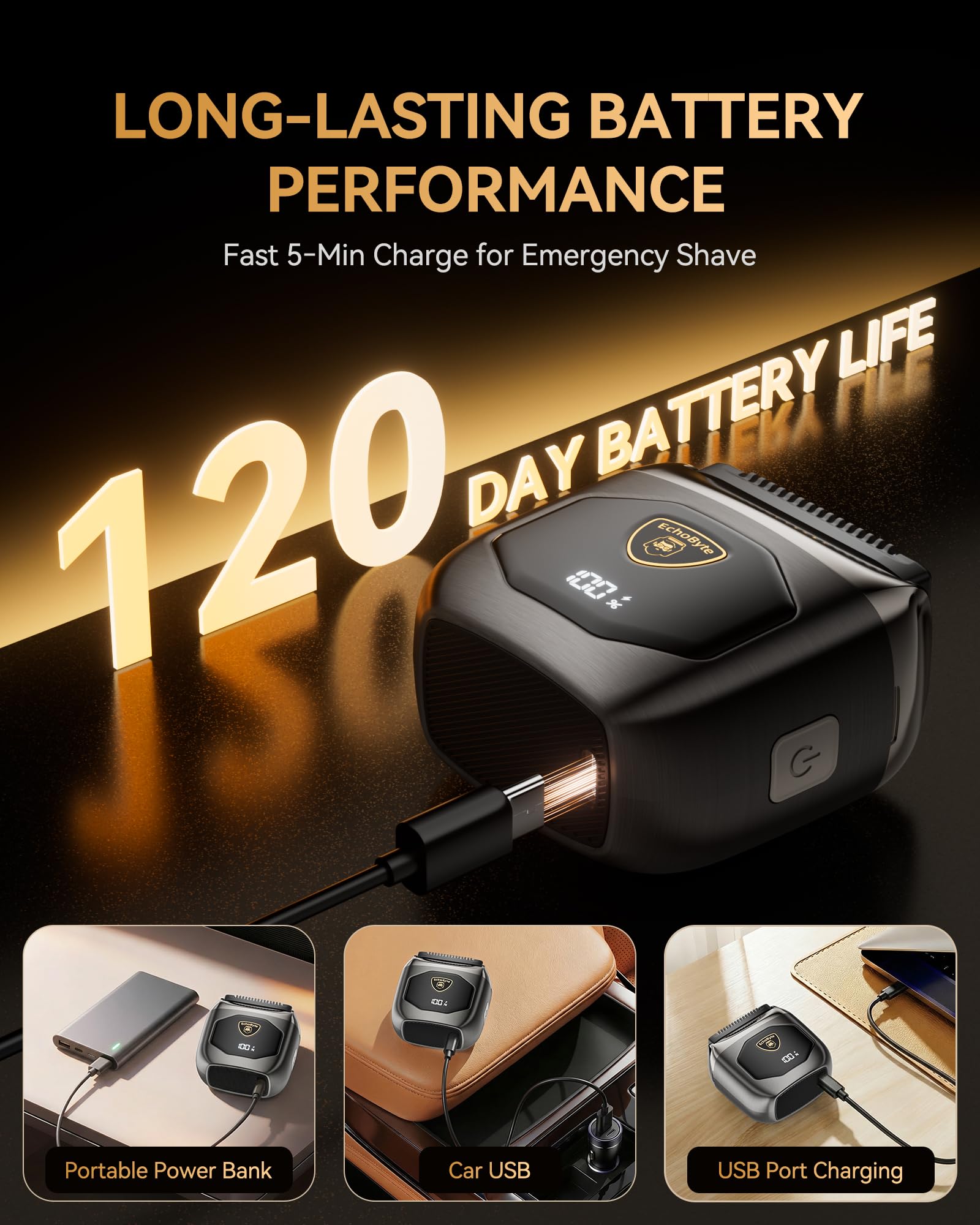 EchoByte Full Metal Electric Foil Shaver for Men