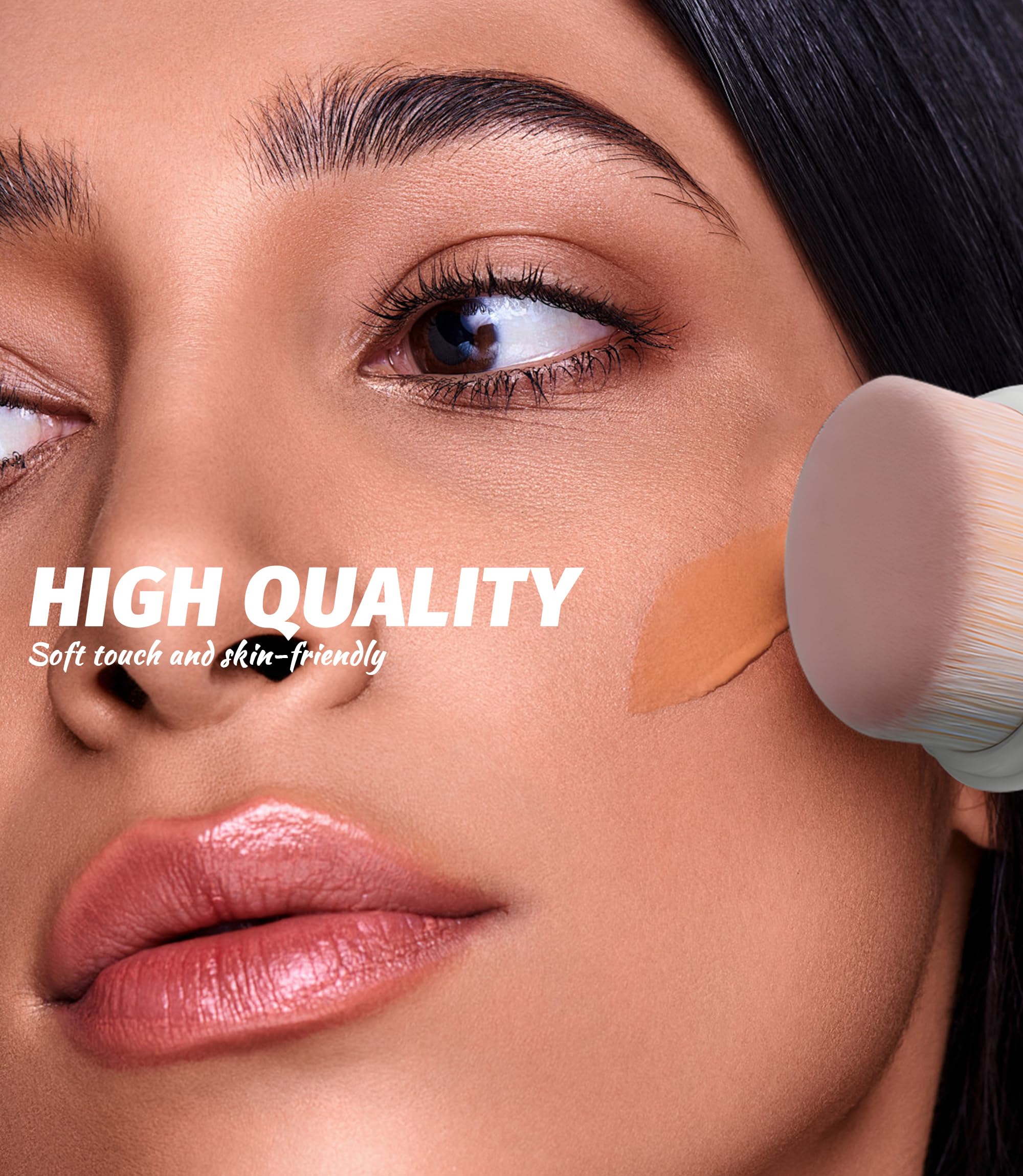 Sonnorel Set di 1 pennelli di base pennelli per il trucco pennelli per il viso flat top scanalature progettate per mescolare liquidi, crema, correttore Premium blush Brush (White Swan)