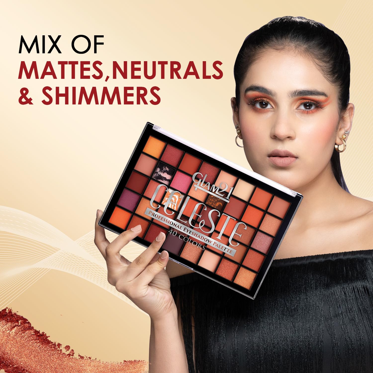 Glam21 Celeste Professional Eyeshadow Palette | All-in-One Eyeshadow Palette & Highly Pigmented | 40 Selected Shades| Matte & Shimmer Shades - 50gm | Heavenly-01 2