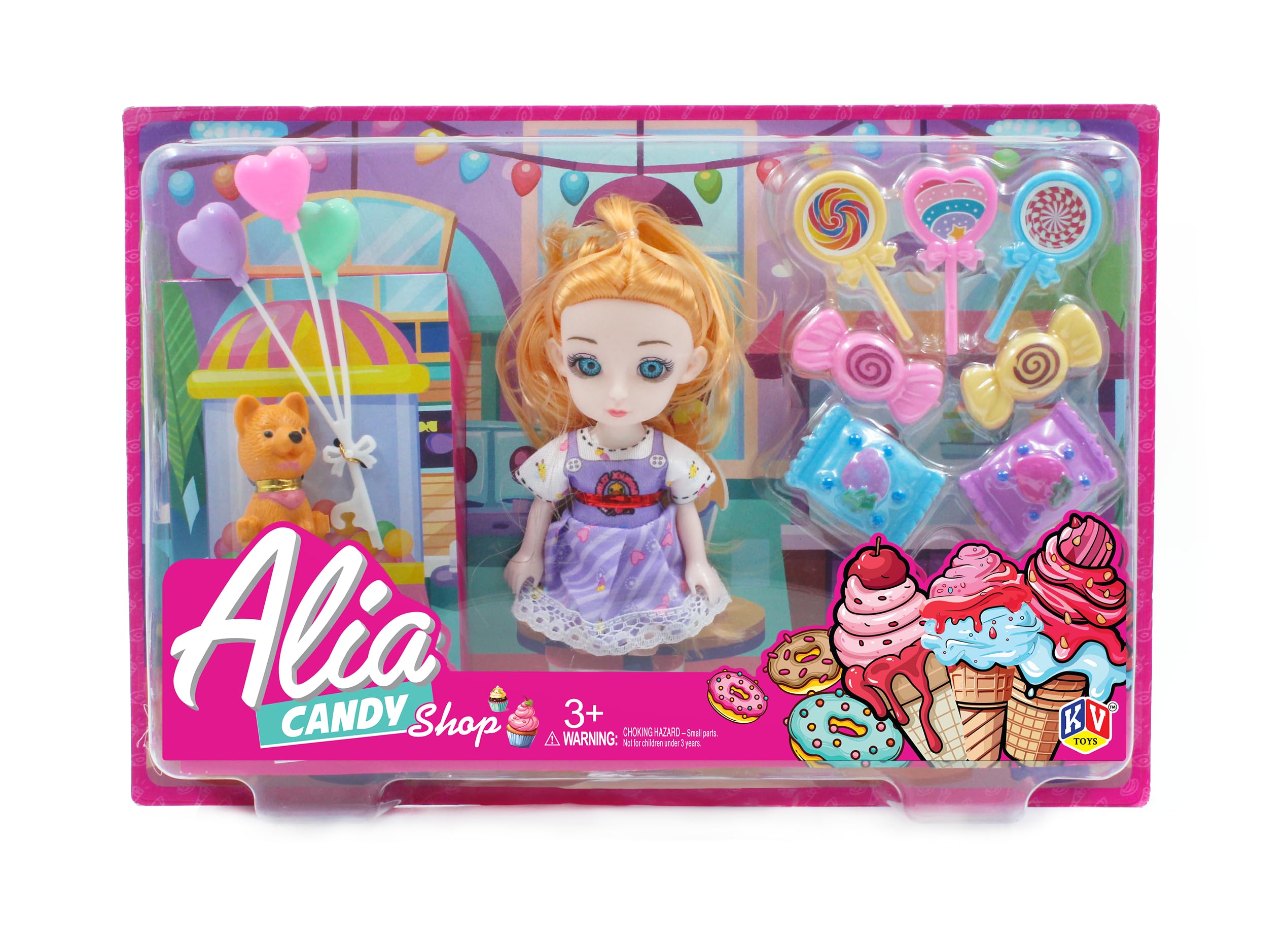 Alia Candy Shop Doll Set | Includes Candies Colorful Pretend Candy Store, A Beautiful Alia Doll with Soft Hair | Suitable for 3+ Years