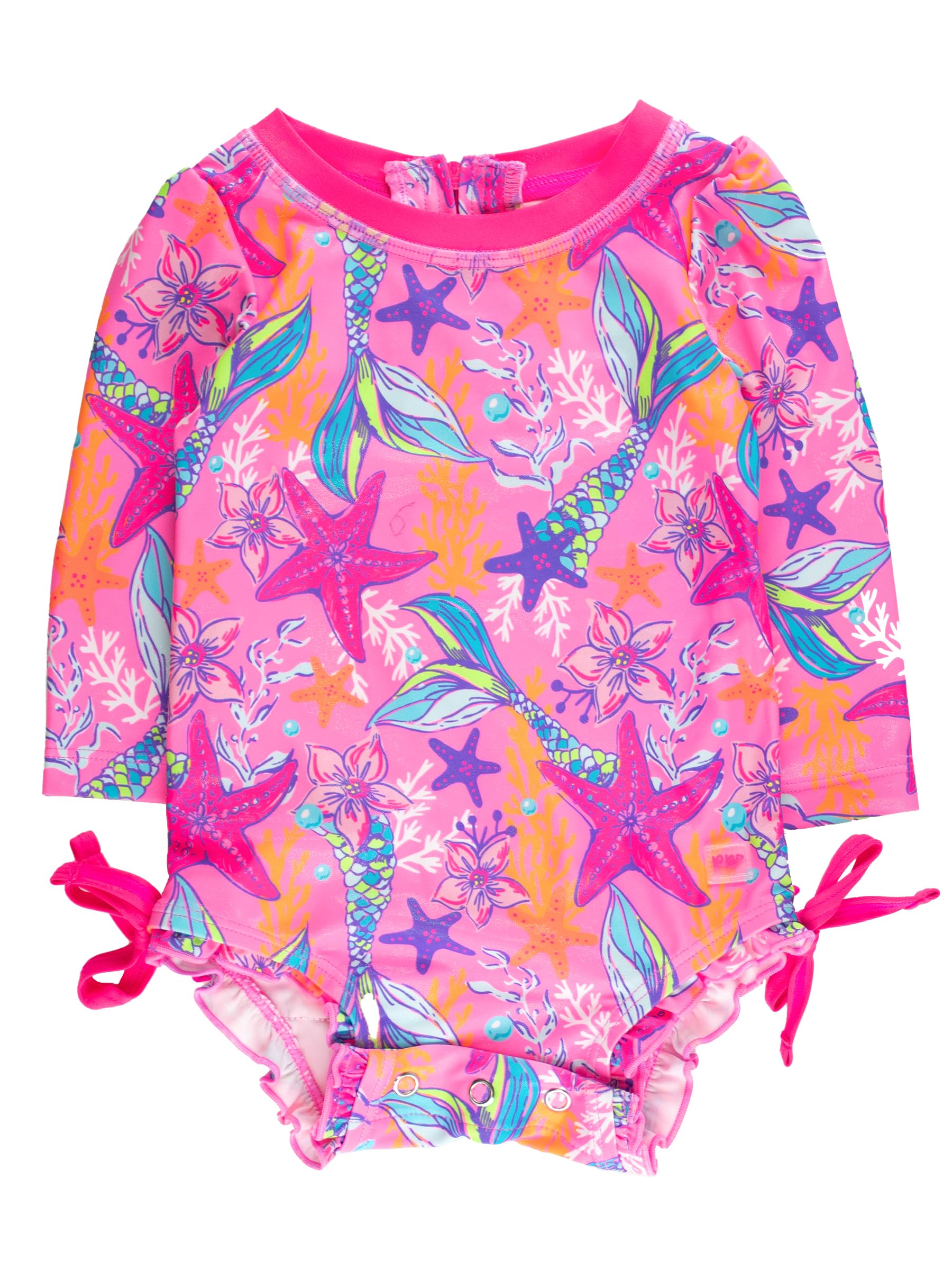 RuffleButts Baby Girls Novelty Baby One Piece - Rash Guard Swimsuit UPF 50+