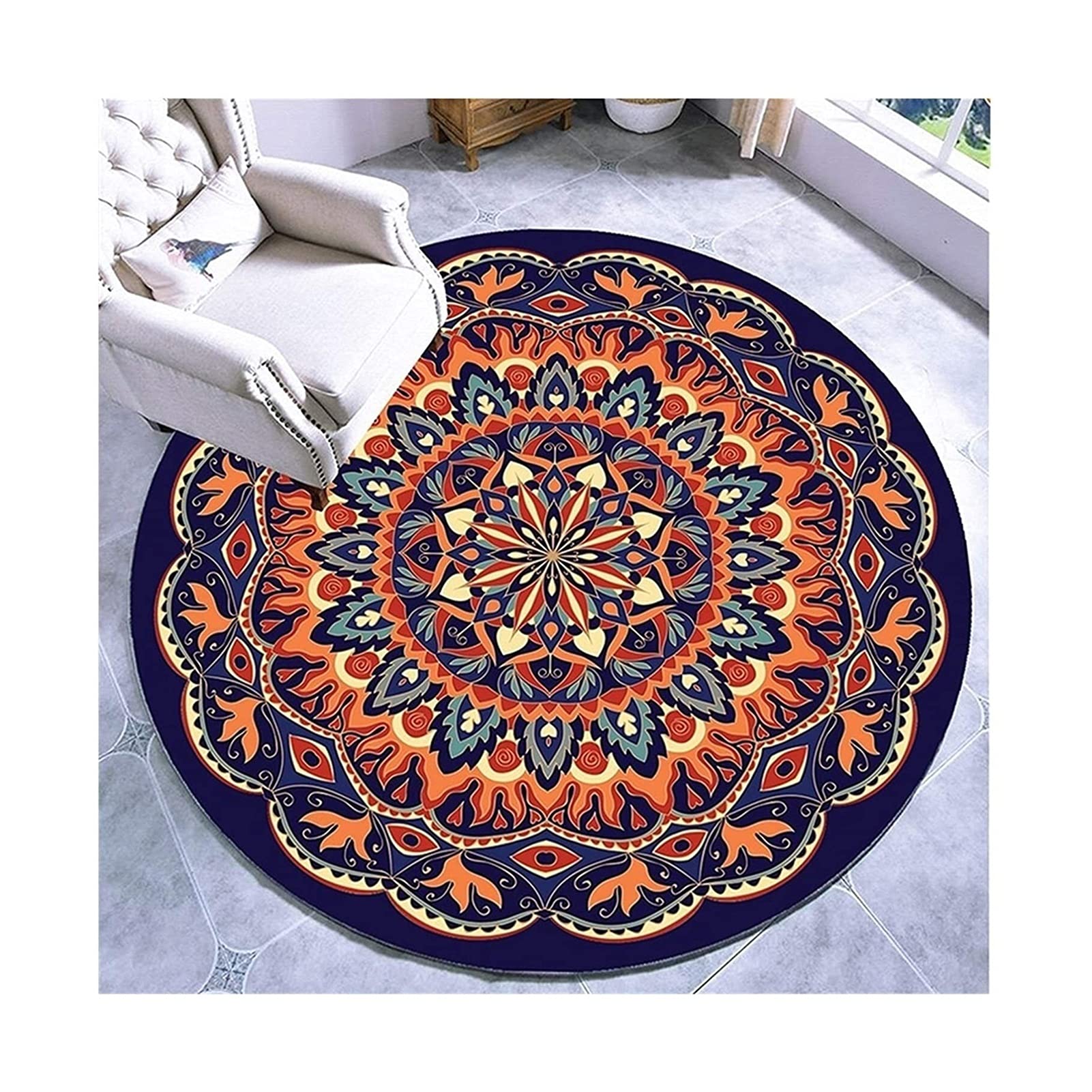 Alfombra redonda de 120 cm MLLDM para cocina y mesa de café