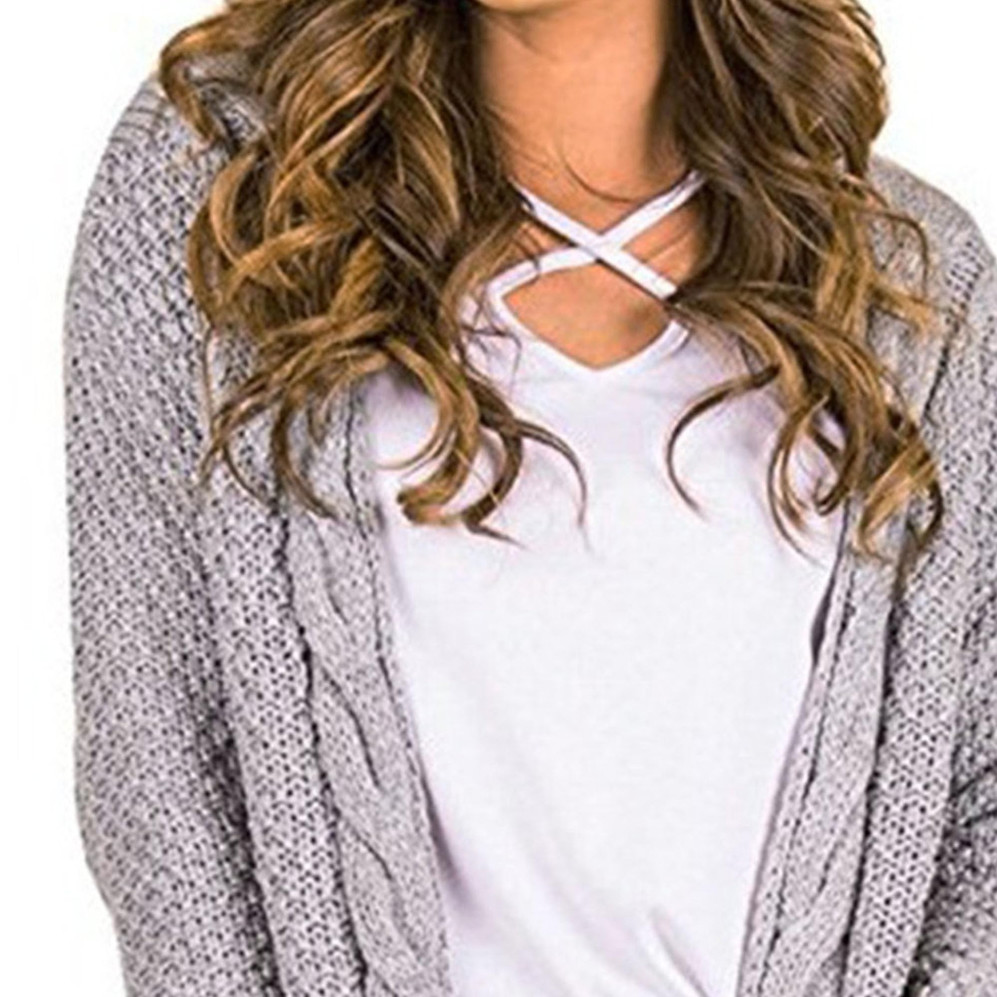 Womens V Neck Long Sleeve Cardigan Sweater Lightweight Open Front Outerwear Fall Cardigans for Women with Pockets (3X-Large,Grey)