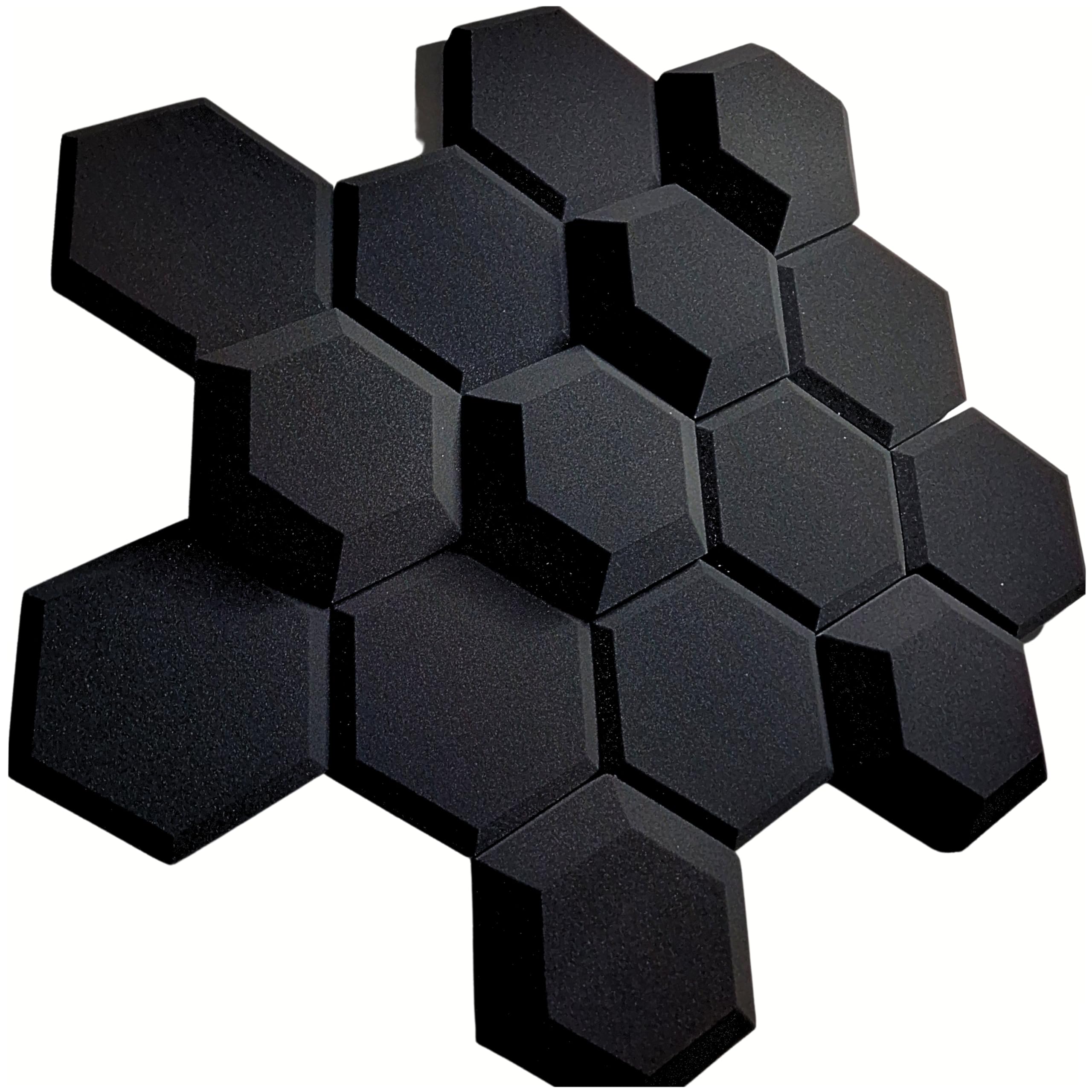 QWORK Akustikpaneele 18-teilig – Selbstklebende Schalldämmplatten, 30x26x0,9 Cm, Schwarzes Wabendesign | Für Studio, Home Office & Gaming-Room