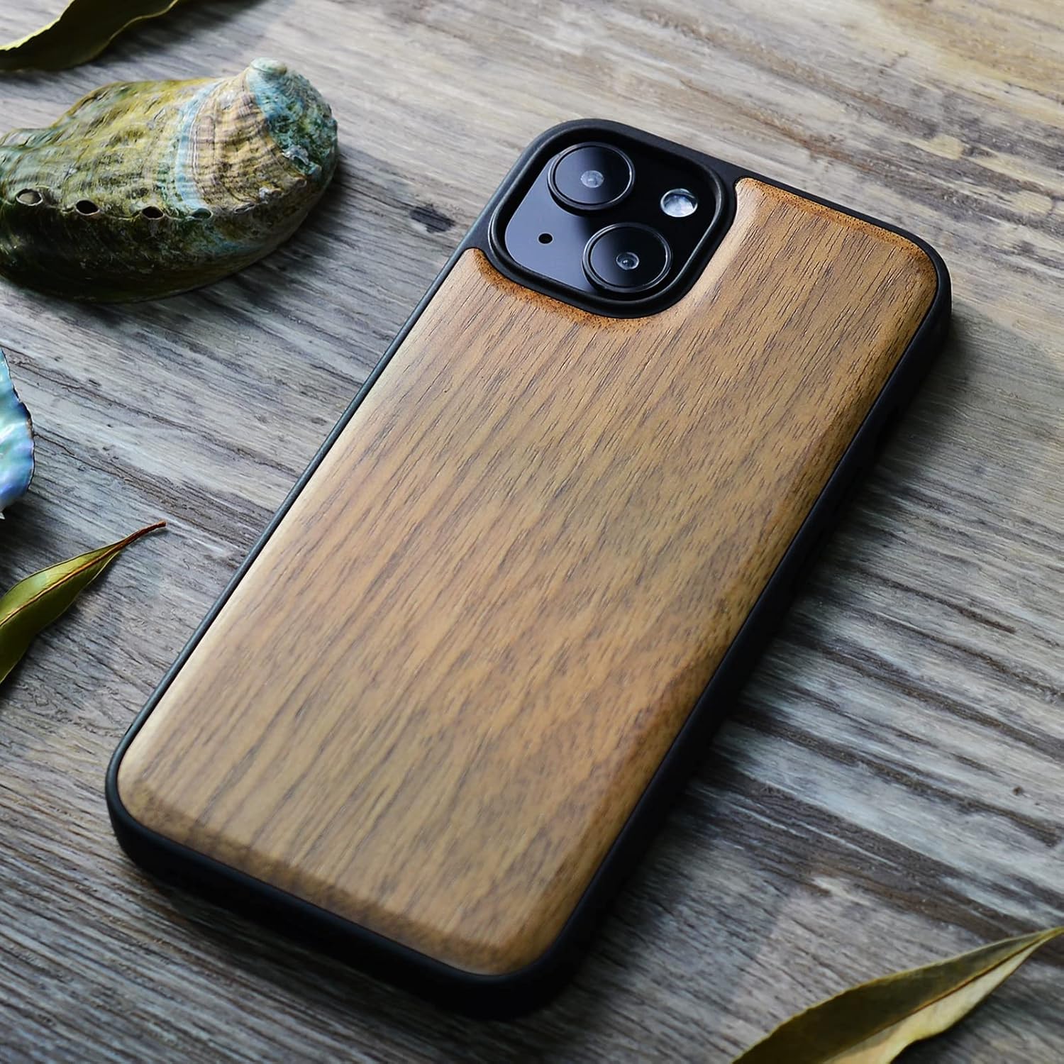 Carveit Magnetic Wood Case for iPhone 13 Case MagSafe 2021 [Hard Real Wood & Soft TPU] Shockproof Hybrid Protective Cover Unique & Classy Wooden 13 Case Compatible with MagSafe (Natural Walnut)