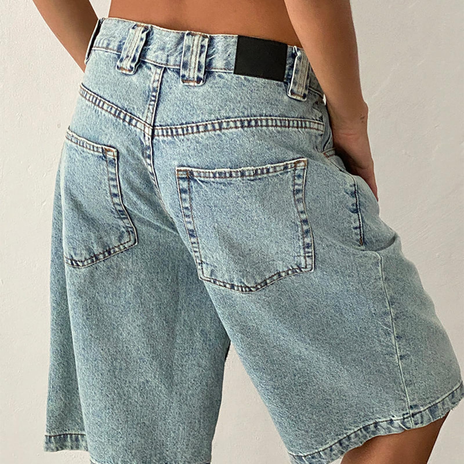 Nicoxijia Y2k Short en jean ample pour femme - Taille basse - Jambe large - Tendance - Décontracté - Pour l'été
