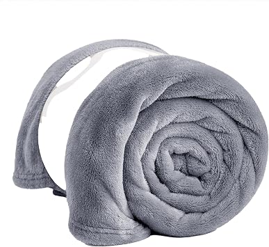 PRIME LINENS Fleece Blanket Reversible Throw for Sofa - Faux Fur Bed Blanket Lightweight Cozy Throw for All Seasons, Perfect for Bed Couch Camping & Travel Silver, 150 x 200 Cm