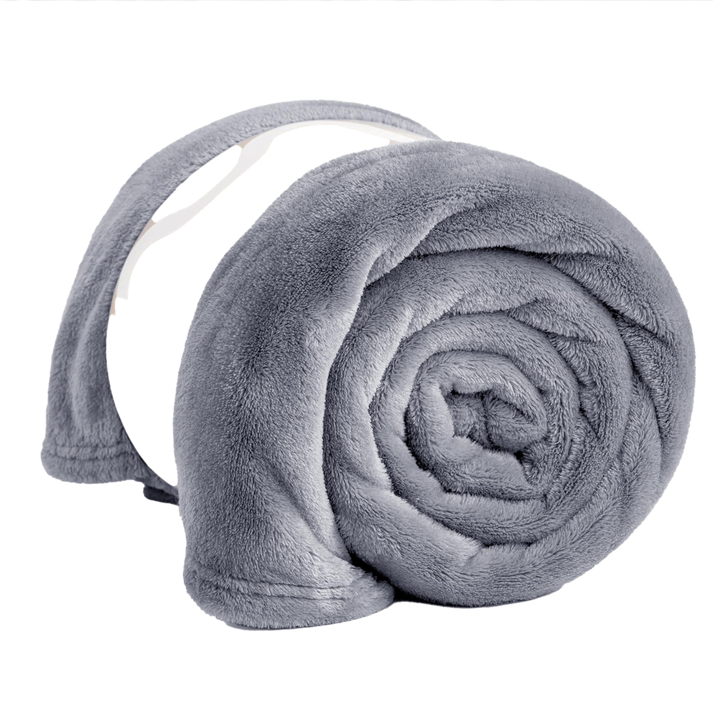 PRIME LINENS Fleece Blanket Reversible Throw for Sofa - Faux Fur Bed Blanket Lightweight Cozy Throw for All Seasons, Perfect for Bed Couch Camping & Travel (Silver, 130 x 150 Cm)