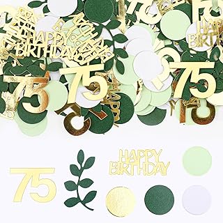 GoldRock Confetti 75th Birthday Decoration, Green, Pack of 200 Table Decoration Birthday 75 Years, Confetti 75th Birthday Decoration, Birthday Decoration 75, Decoration 75th Birthdays Man Woman