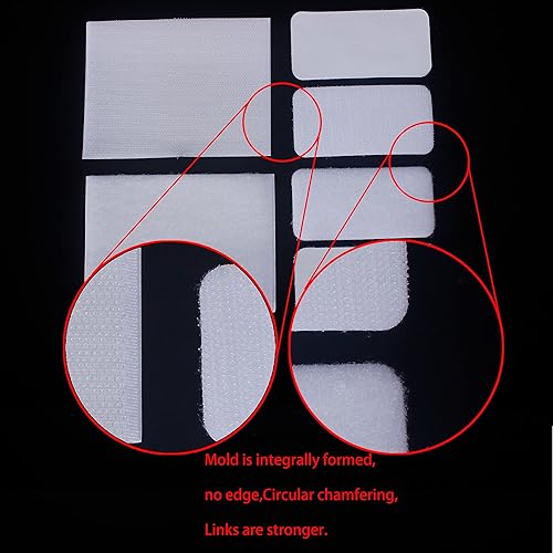 Miniatura 10 de HUAYY Hojas rectangulares de gancho y bucle autoadhesivas (negro, 48 pares de 1 x 2 pulgadas), cierres adhesivos de fuerza industrial, cinta de