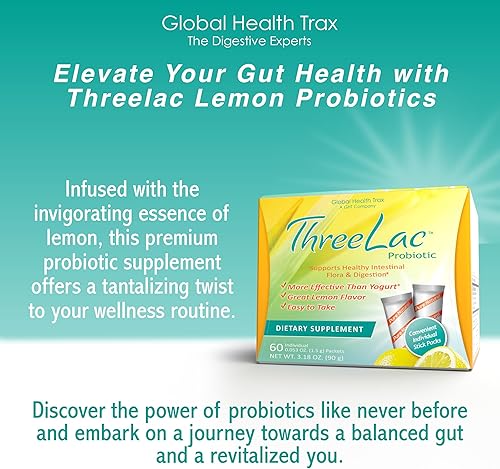 Miniatura 5 de Threelac Suplemento dietético probiótico, sabor natural a limón, incluye paquetes de 60 .053 onzas
