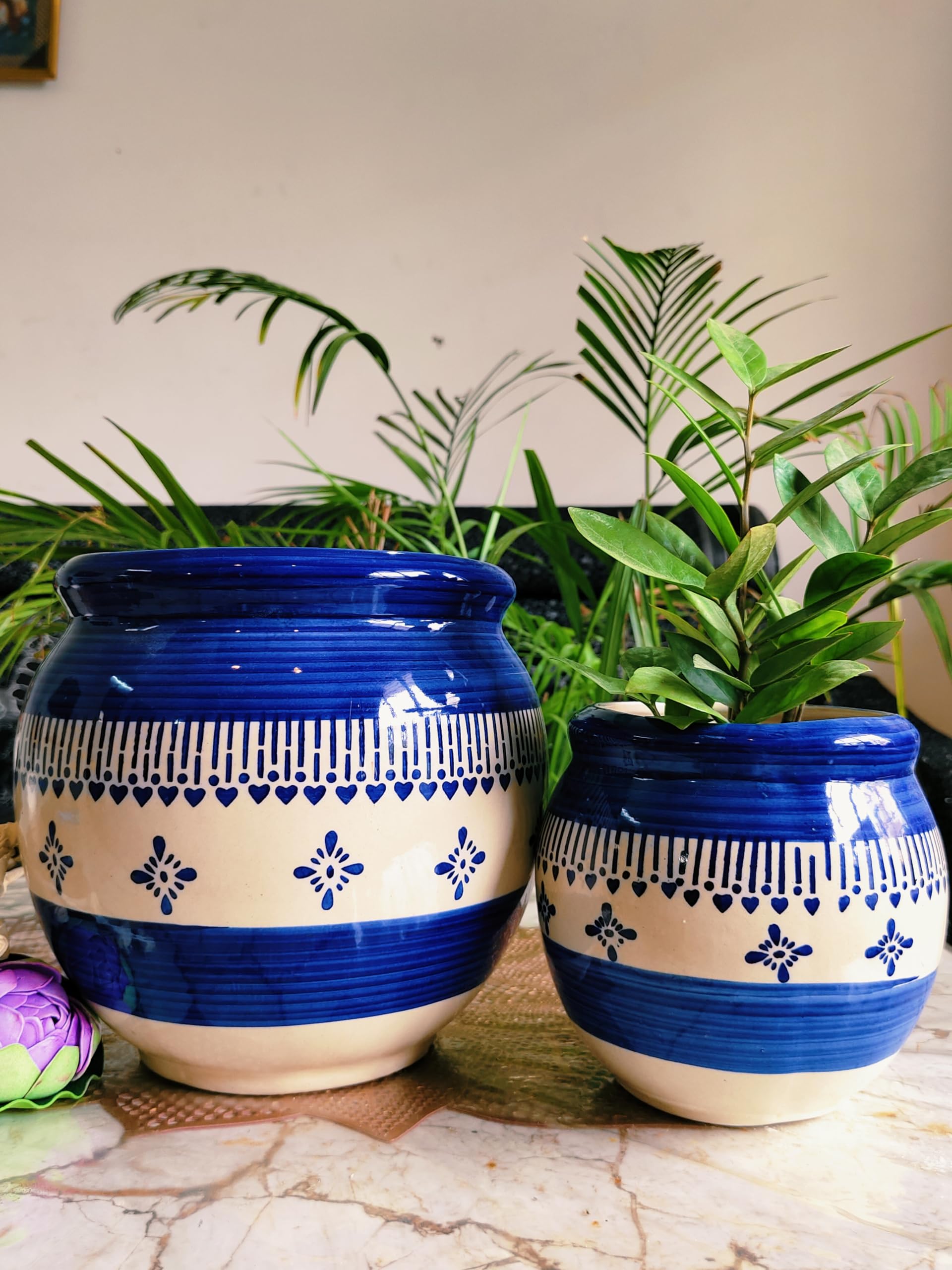 Handi Ceramic Planters - Multicolor Handmade Pots -1