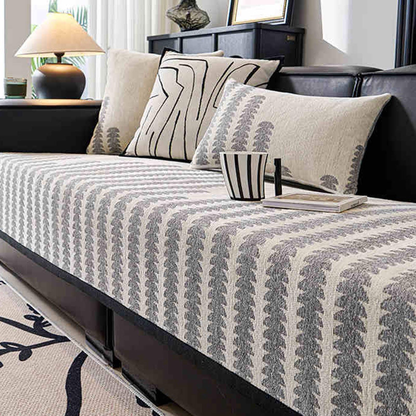 Funda Sofa, Plaid Sofa,Colcha Sofa,Fundas Sofá de Chenille Antiarrugas para Sofás Seccionales y Sofás de 2 o 3 Plazas,Gris,90 * 320cm
