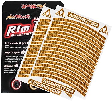 Addmotor Bike Wheel Rim Stickers Stripes Reflective Decals Tape Reflector for Bicycle Motorcycle Decoration Yellow, 26