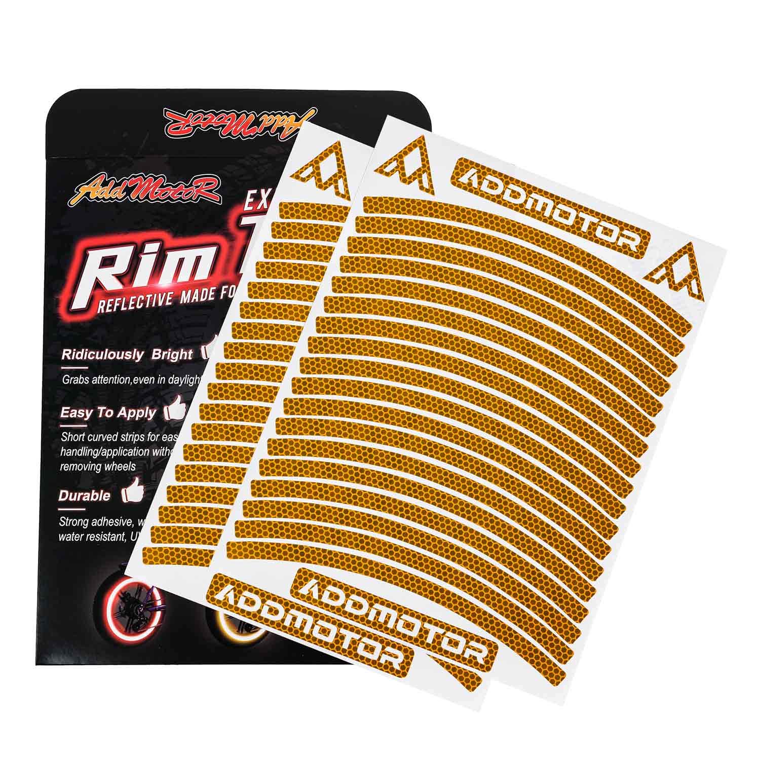Addmotor 2Pcs Wheel Rim Stickers Stripes 3M Reflective Decals Tape Reflector for 26