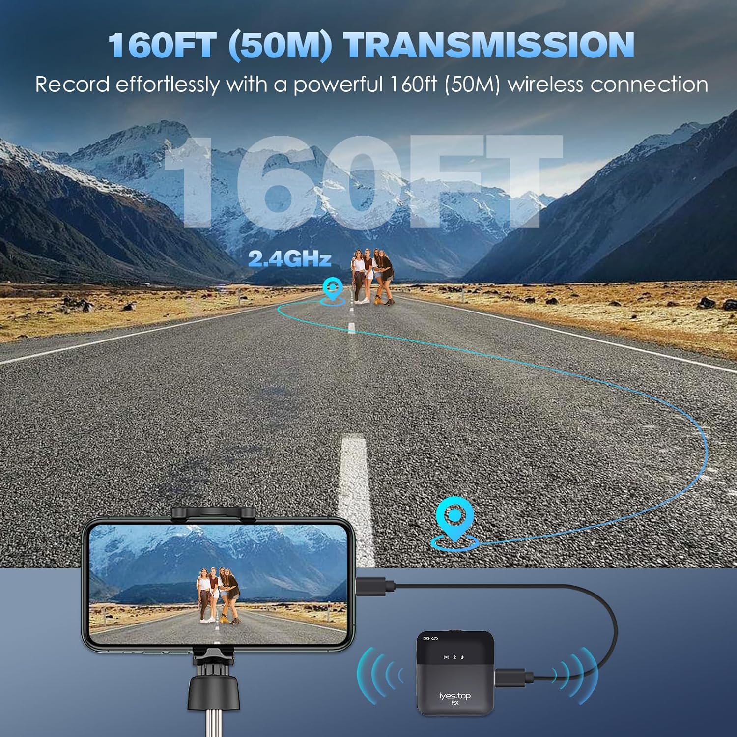 Wireless Lavalier Microphone for iPhone, Android Phone, Camera with Real-Time/Audience Monitoring, Audio Ducking, Accompaniment, Reverb, Mute, Noise Cancellation - Mini Clip-on Lapel Bluetooth Mic