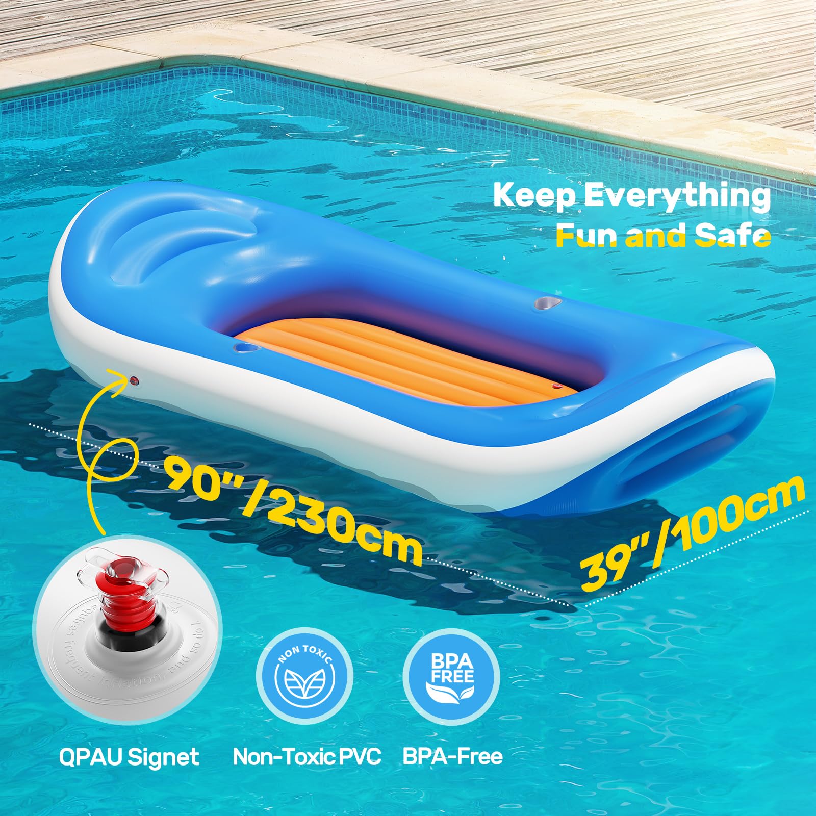 Intex Luftmatratze Lounge Mit Rückenlehne – 137x122 Cm, Orange, Für Pool & Garten