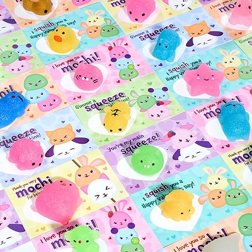 28 cartas de regalo para el día de San Valentín, juguete blando para niños de Kawaii Mochi, para estrujar, juguete para premios, de intercambio, de