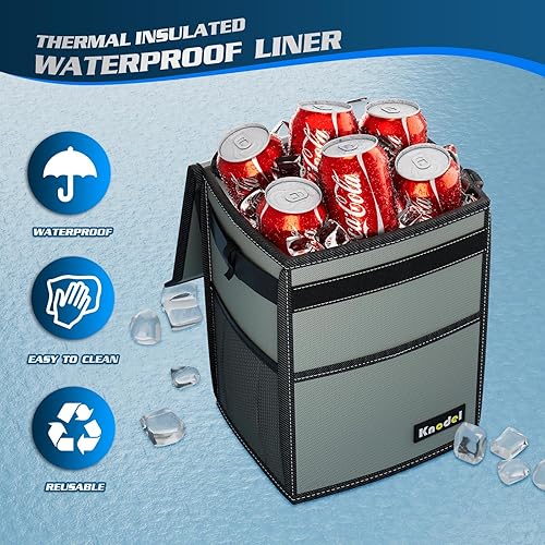 Miniatura 4 de Knodel - Papelera para coche, impermeable, con tapa, a prueba de fugas, bolsa de basura para coche, para colgar.