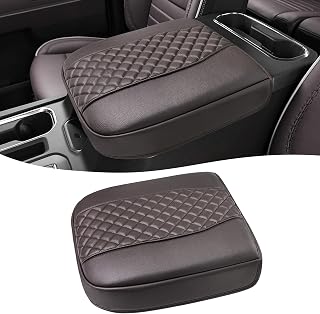 Center Console Cover for Chevy Silverado & GMC Sierra 1500 Accessories 2019-2026, Tahoe & Suburban & Yukon 2021-2026, Vinyl Car Armrest Protector, Bucket Seat Only, Anti-Scratch, Dark Brown