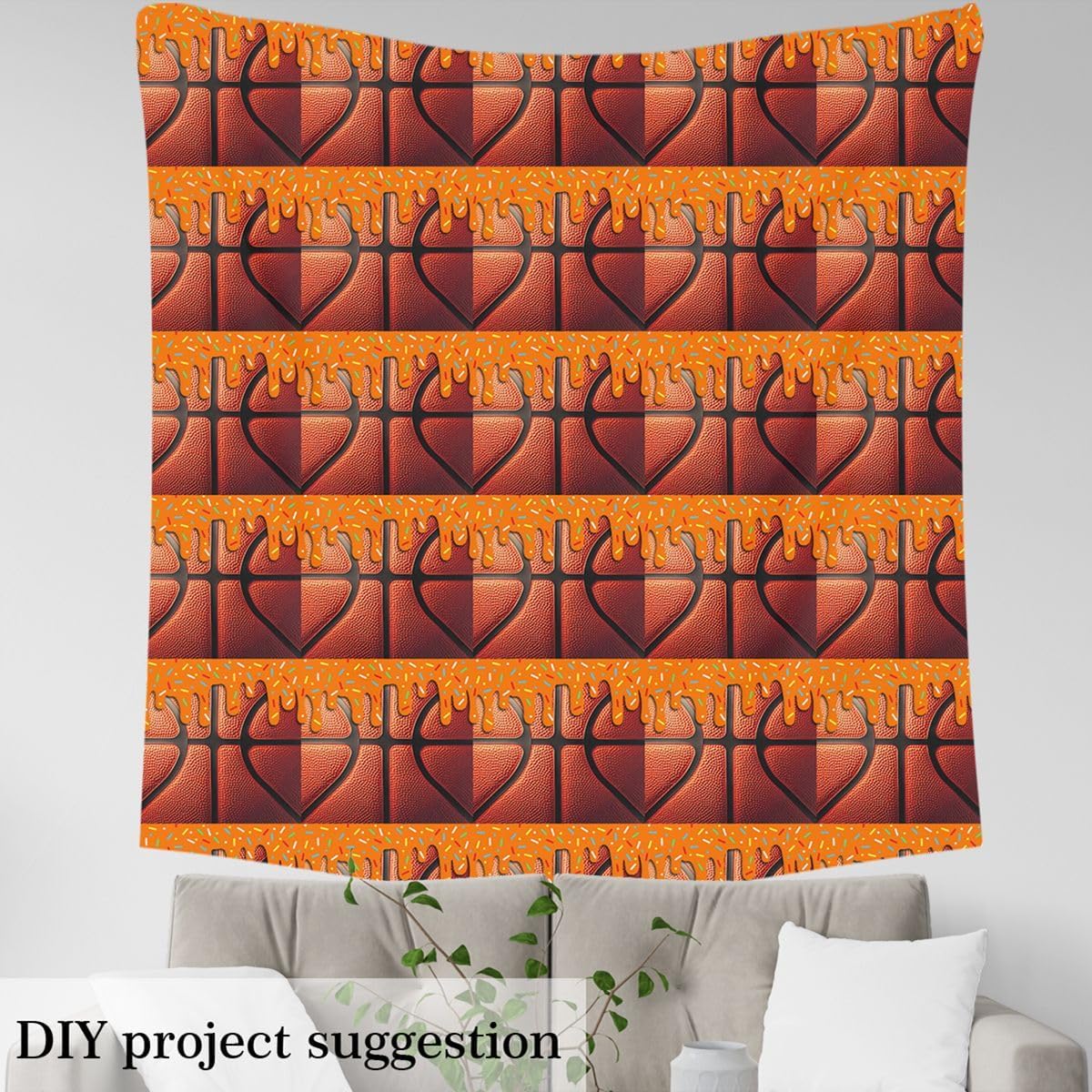 Basketball Fabric by The Yard Gaming Sports Upholstery Fabric for Chairs Room Decor Ball Games for Home DIY Projects, Indoor Decor 1 Yard Gift for Basketball Lover Microfiber Soft Flannel image 3