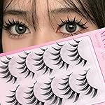 Veleasha Manga lashes Spiky EyeLashes Anime Lashes 8D Doll Eyelashes Natural Look Soft Wispy Fake Eyelash 5 Pairs 100% Handmade with Cotton Band (Otaku)