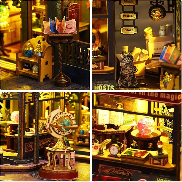 Foyucool Miniature da Costruire per Adulti, Kit Casa delle Bambole in Legno, Diorama con Arredi Completi, Compleanni e Natale, Castello Magico - 4