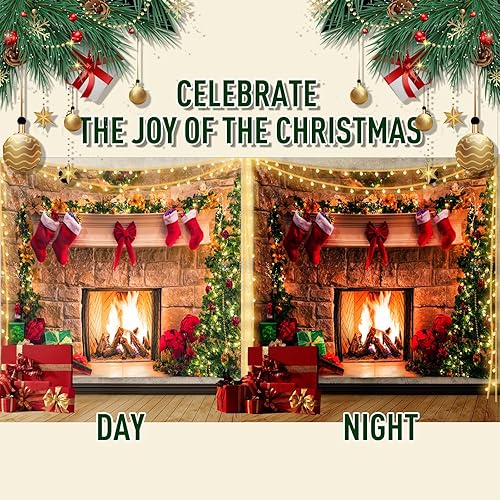 Miniatura 9 de shoowyees Tapiz navideño para colgar en la pared, divertido tapiz de pared de Navidad, caja de regalo, tapiz de pared, cálido invierno, pesadilla,