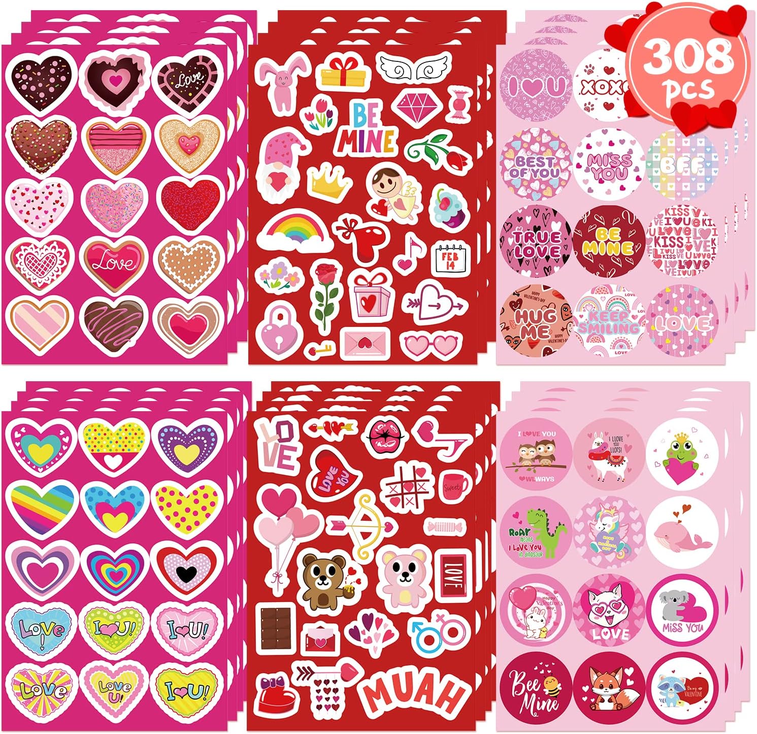 Valentines Stickers Valentines Stickers for Kids Classroom