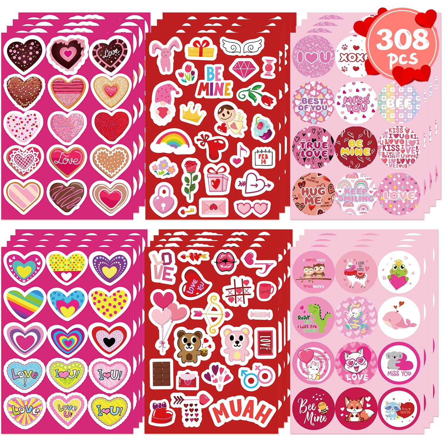 Valentines Stickers Valentines Stickers for Kids Classroom Heart Stickers for Kids Love Stickers for Envelop Luggage Party Supplies