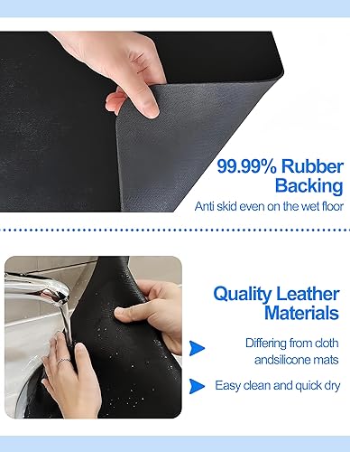 Miniatura 5 de Tapete de secado de platos para encimera de cocina, almohadilla de secado de platos de 12 x 19 pulgadas con parte trasera de goma antideslizante,