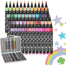 48 Pcs Glitter Markers, Brush Tip Marker, Metallic Sparkle Water Based Markers for Cards, DIY Crafts, Doodle, Writing, Art Supplies Scrapbooking