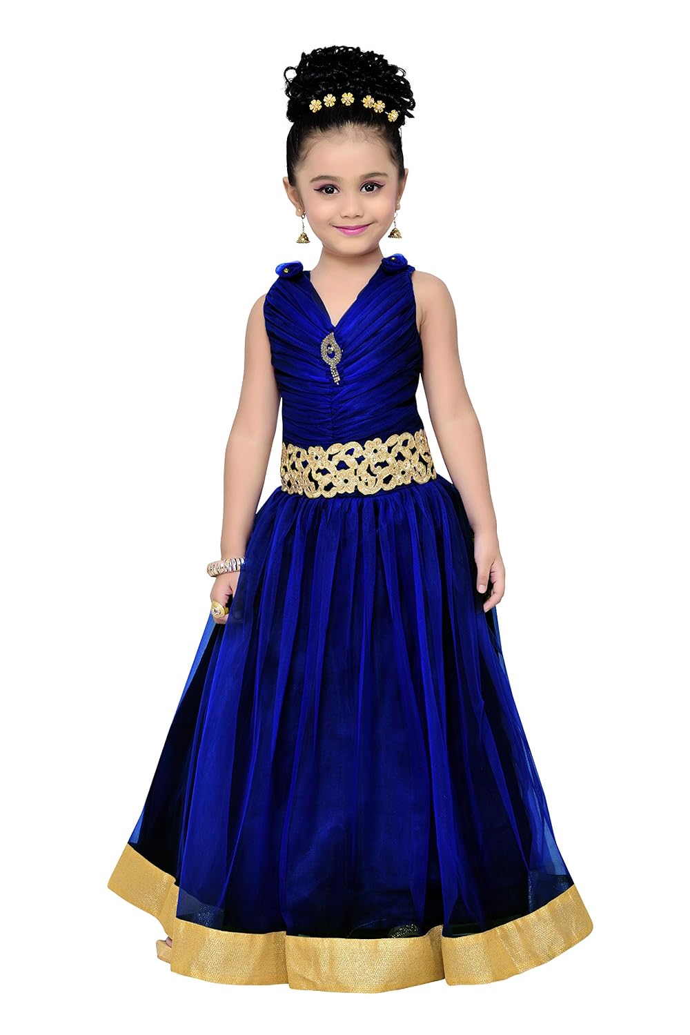 AJ DEZINES Kids Georgette Cocktail Sleeveless Floral Maxi Gown Dress for Girls AJ DEZINES Kids Georgette Cocktail Sleeveless Floral Maxi Gown Dress for Girls