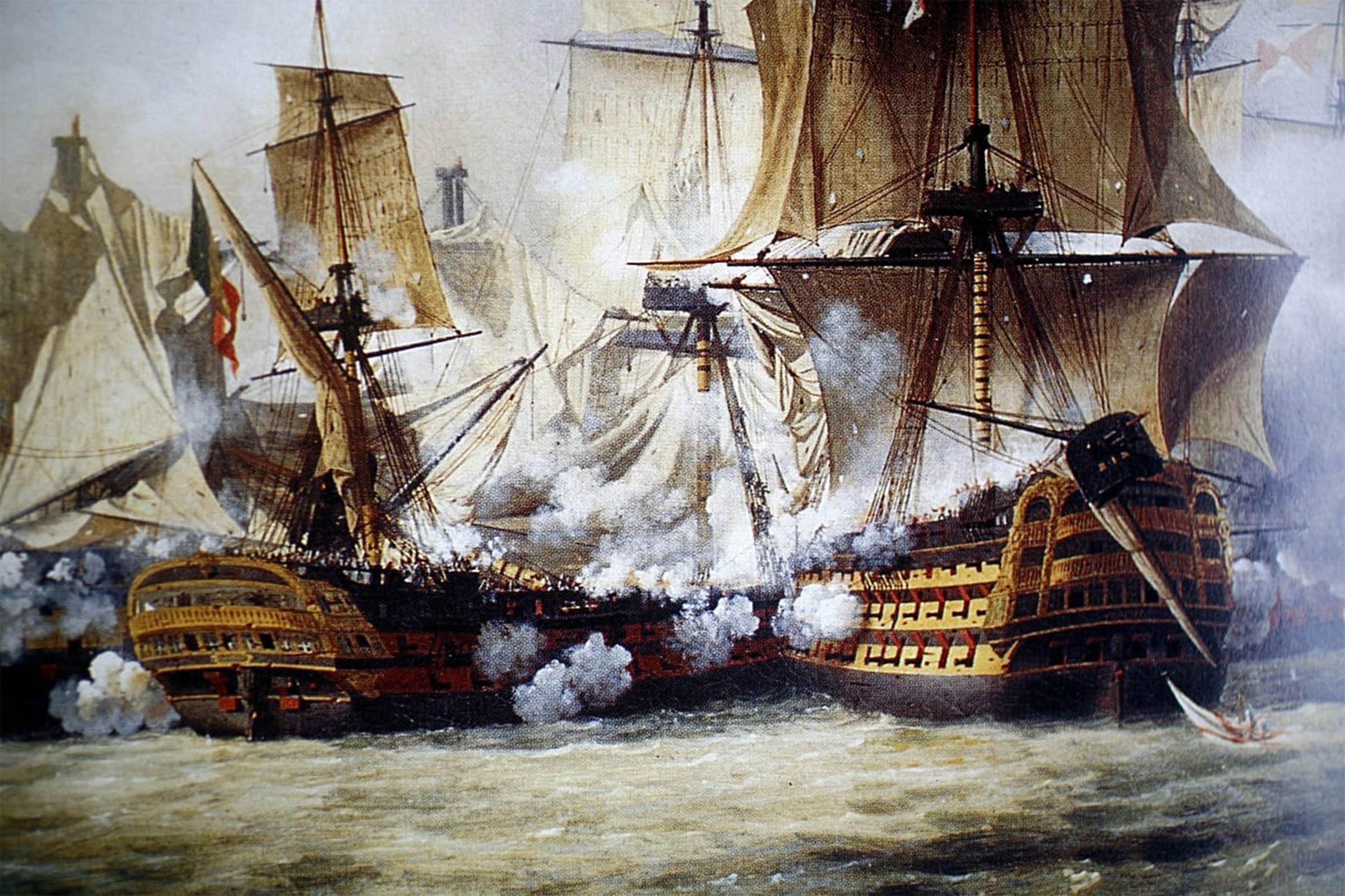 Hrjubwree No Frame Oil Painting Prints On Canvas Painting Picture Scene Of The Battle Of Trafalgar By Louis Crepin Artwork Canvas Prints For Home Decor 60X90cm