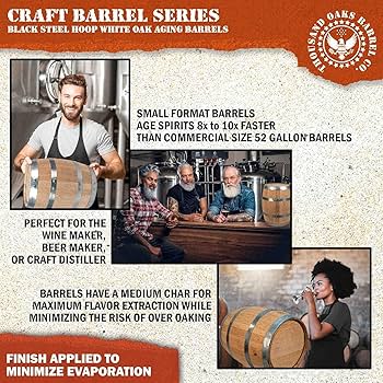 1 Liter Oak Aging Barrel With Wood Stand, Bung & Spigot