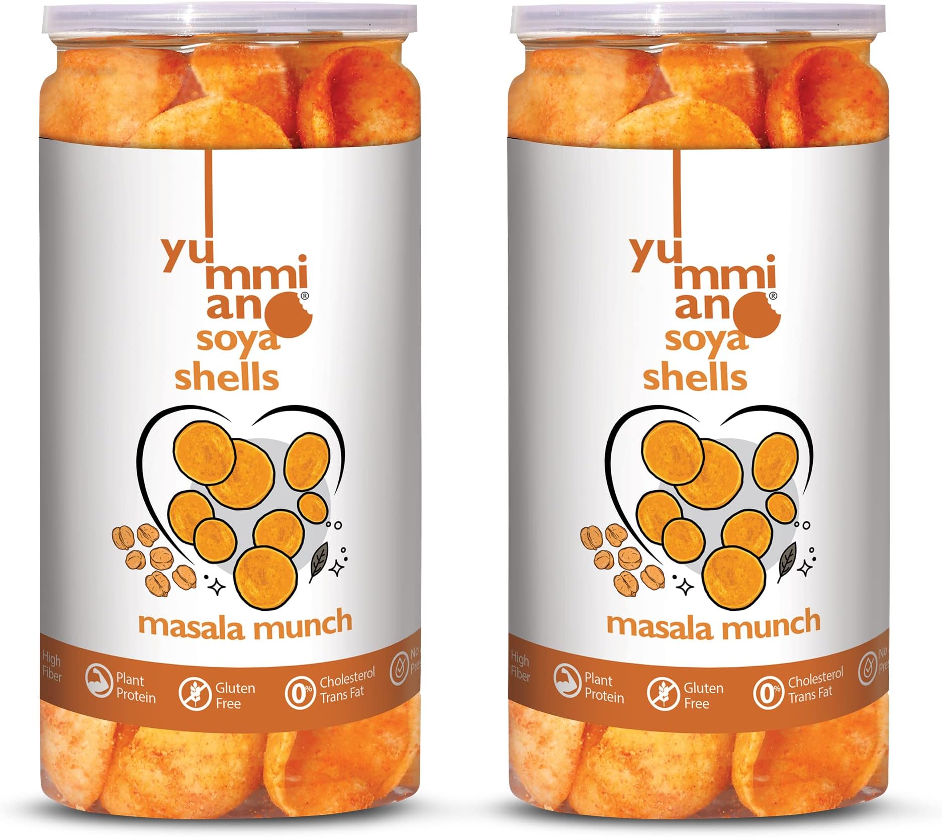 Yummiano® Soya Shells - Authentic Vacuum Cooked Soybean Chips, Soya Katori, No Cholesterol Healthy Snacking, High Nutrient Content, No Added Preservatives - Pack of 2-85g Each