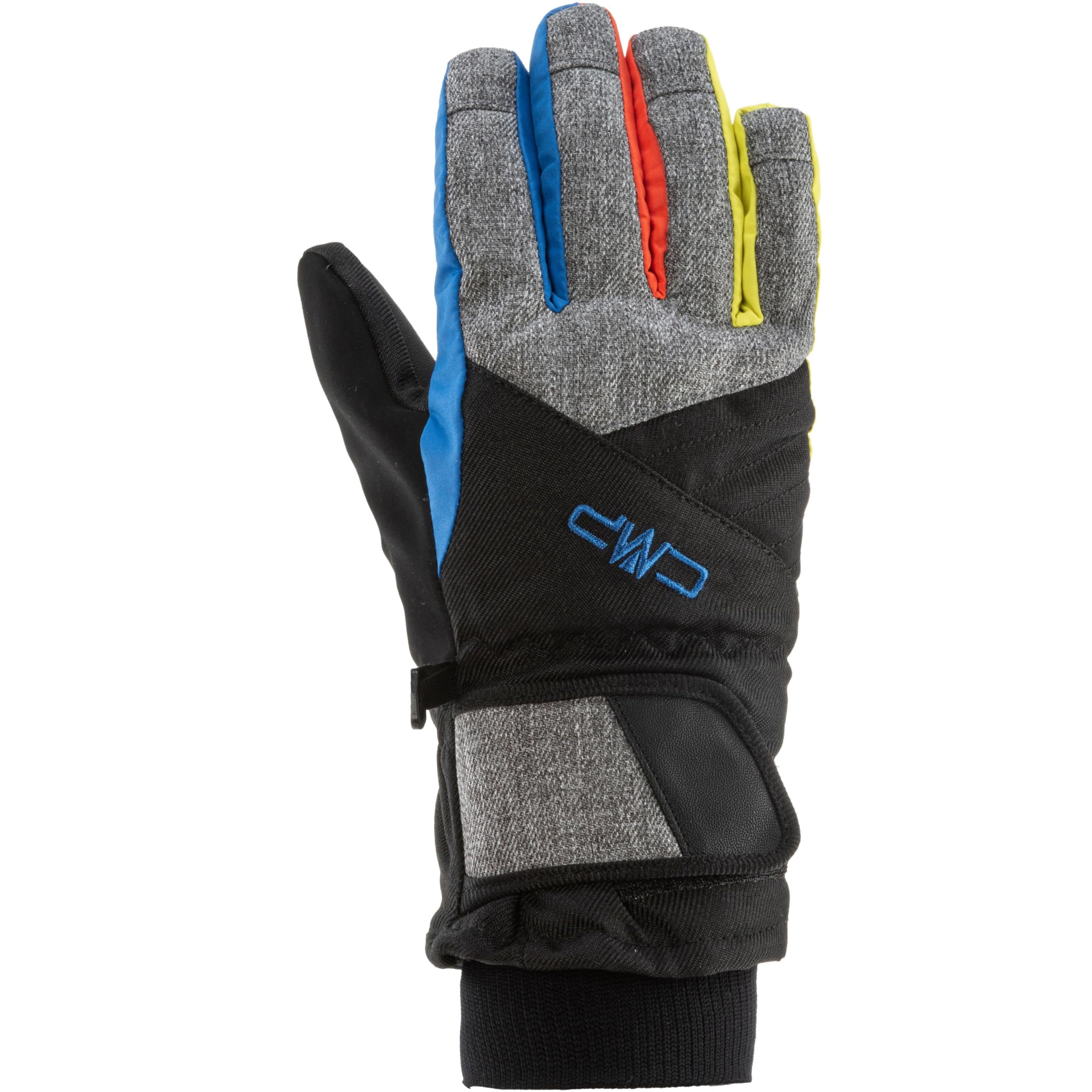CMP - Kids Twill Ski Gloves, Black-Royal-Limeade, 5