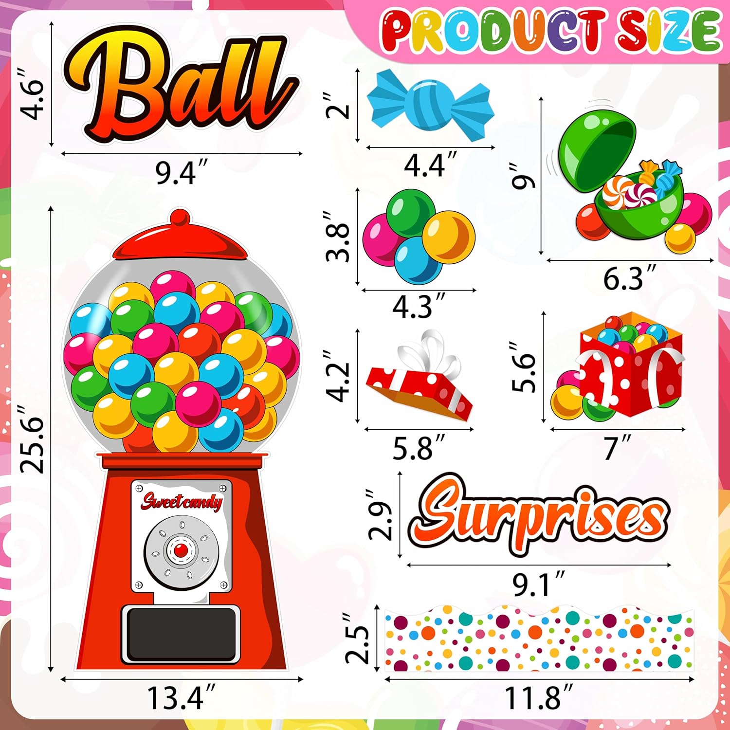 Condition photo showing New/Like New for Back to School Gumball Machine Bulletin Board Decorations Welcome Candy Theme Classroom Cutouts Educational Learning Activities Wall Decor