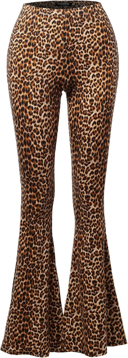 SSOULM Made in USA High Waisted Flare Pants - Stretchy Bell Bottom Leggings, Plus Size