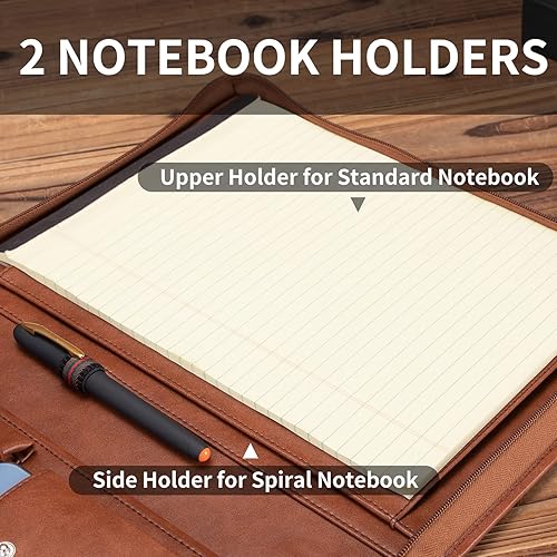 Miniatura 8 de Cartera personalizada de cuero vegano con bolsillo frontal para hombres y mujeres, carpeta con cremallera personalizada para cuaderno de 8.5 x 11