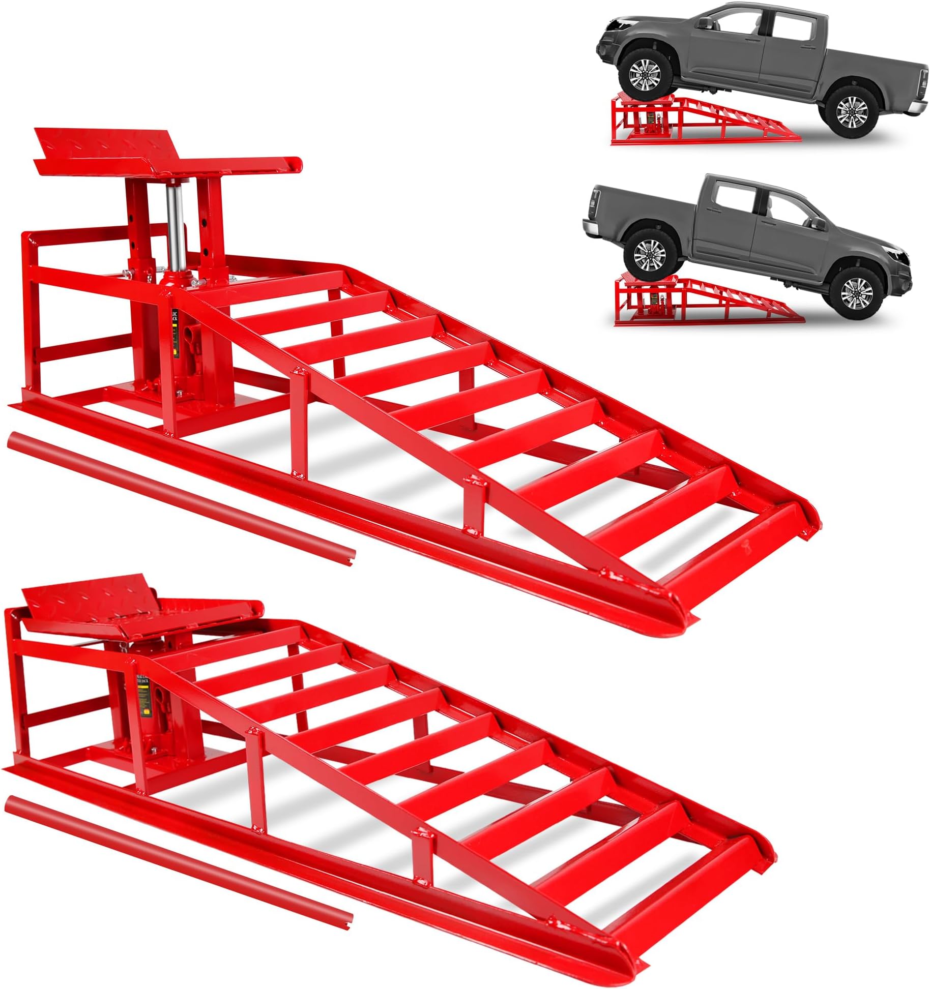 2 Pack Hydraulic Car Ramps 5T 11000lbs Low Profile Car Lift Service Ramps Truck Trailer Garage, Height Hydraulic Vehicle Ramps