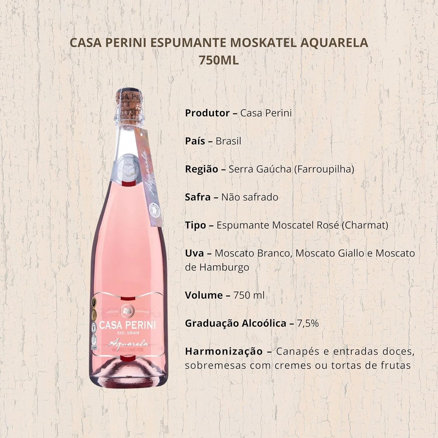 Casa Perini Espumante Moskatel Aquarela 750 Ml